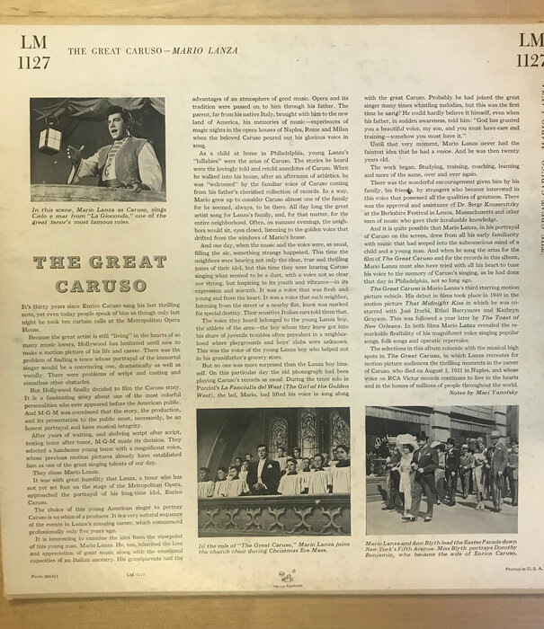 Mario Lanza - The Great Caruso - LM1127 - Vinyl LP (USED)