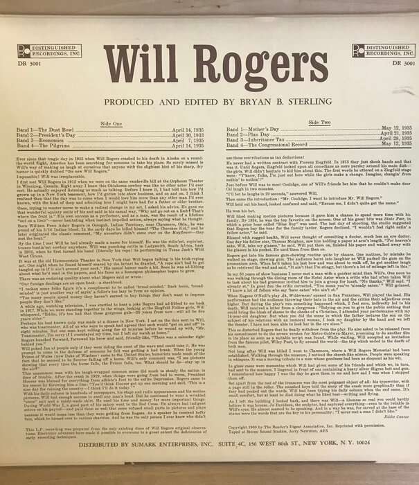 Will Rogers - Will Rogers - DR 3001 - Vinyl LP (USED)