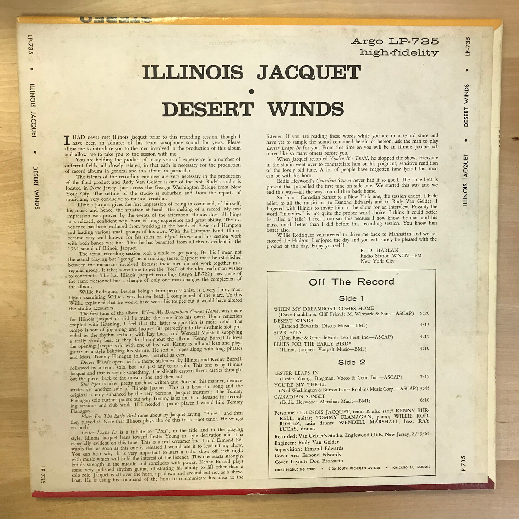 Illinois Jacquet (w/ Kenny Burrell) - Desert Winds - LP735 - Vinyl LP (USED)