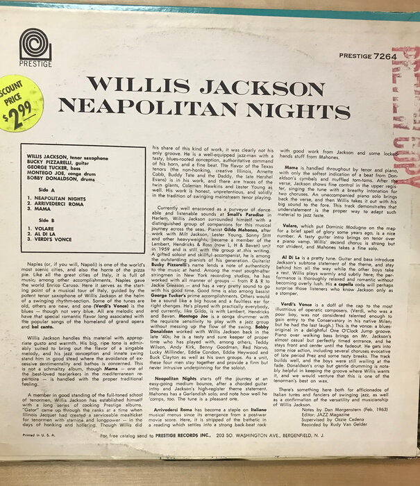 Willis Jackson - Neapolitan Nights - PRLP 7264 - Vinyl LP (USED)