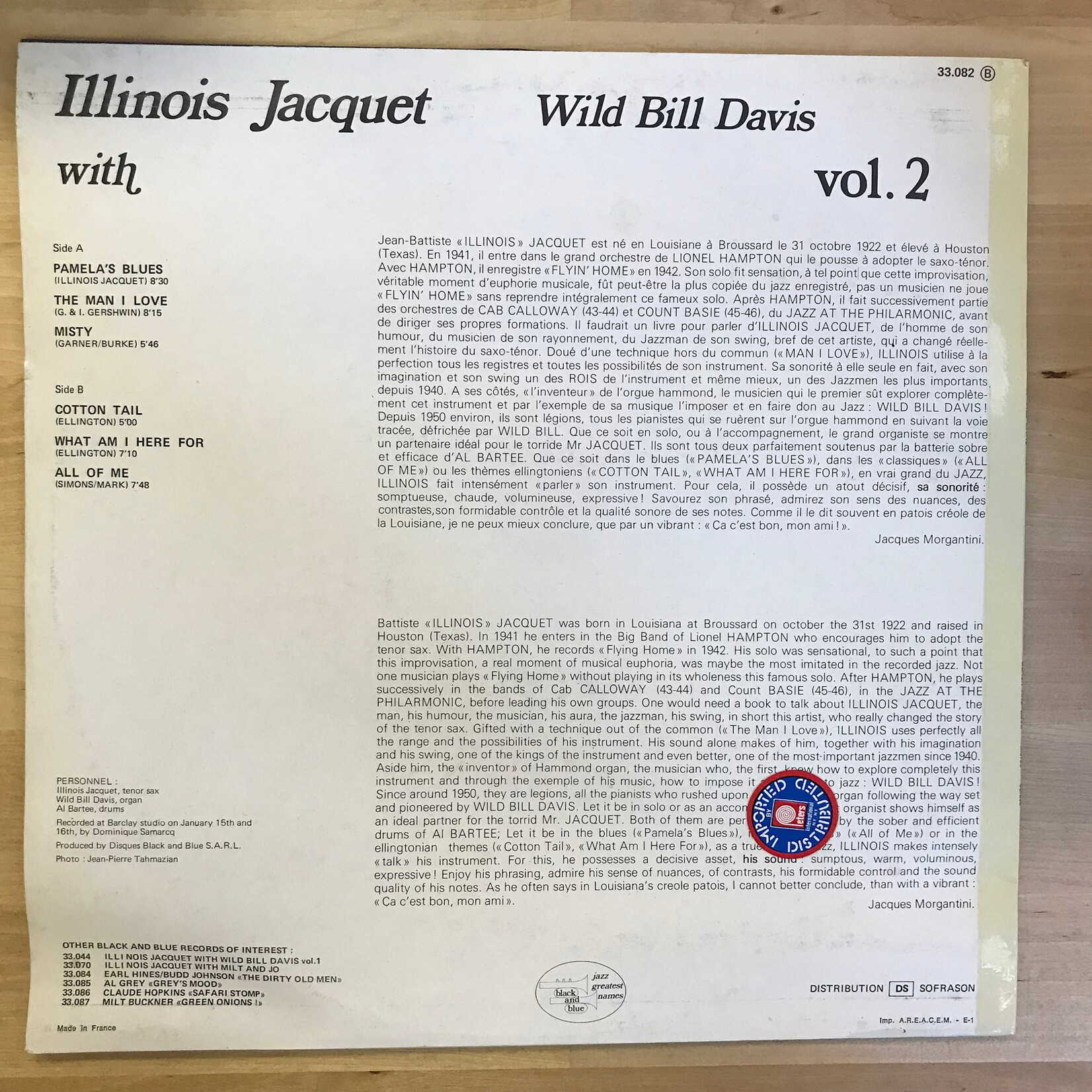 Illinois Jacquet - Illinois Jacquet With Wild Bill Davis Vol. 2 - 33.082 - Vinyl LP (USED)