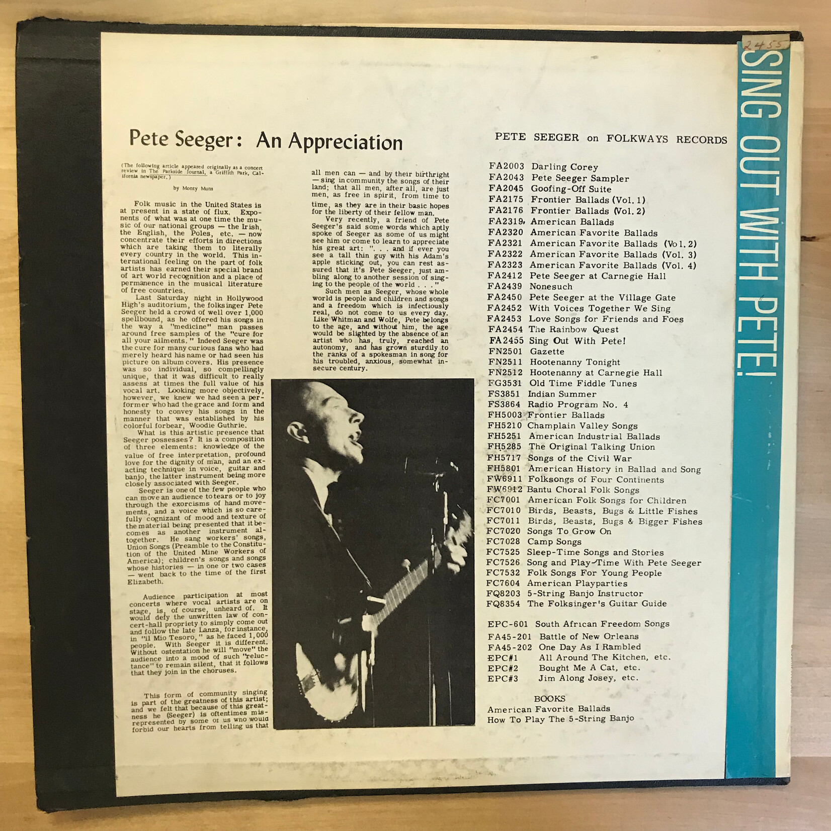 Pete Seeger - Sing Out With Pete - FA2455 - Vinyl LP (USED)