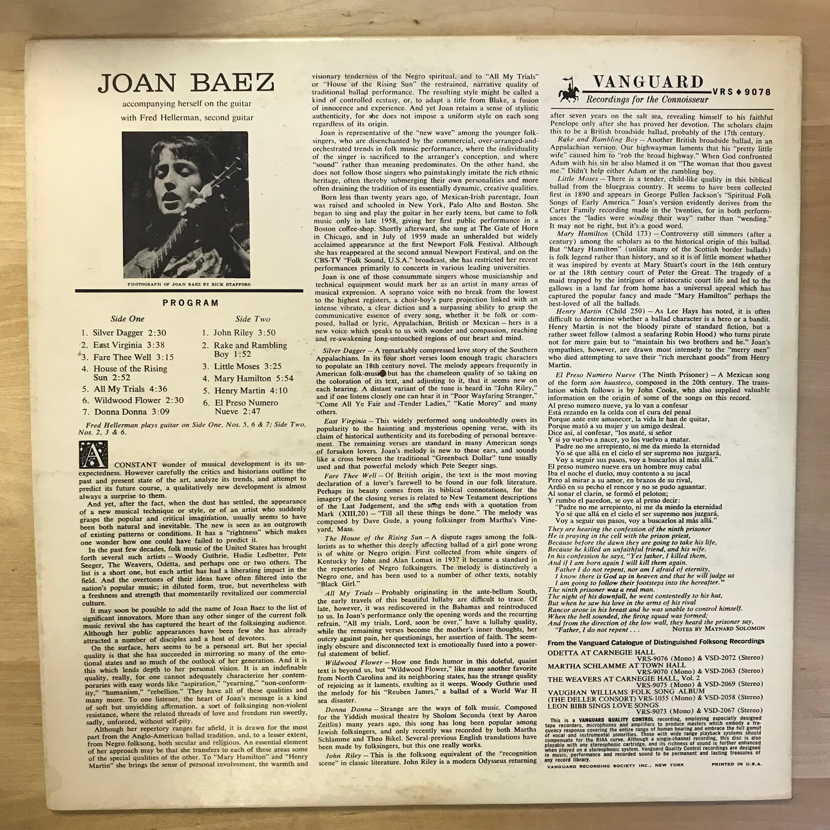 Joan Baez - Joan Baez - VRS 9078 - Vinyl LP (USED)