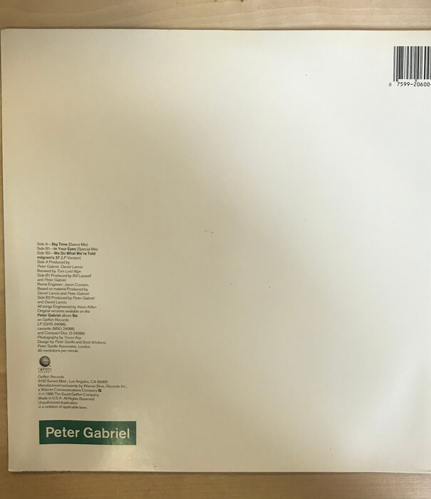 Peter Gabriel - Big Time - 9 20600 - Vinyl 12-Inch Single (USED)