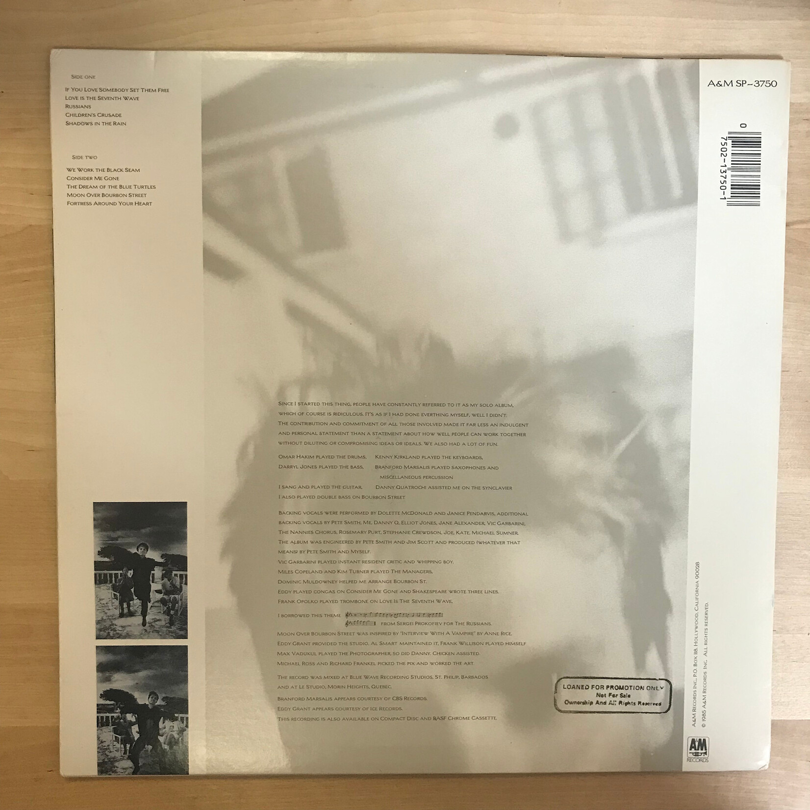 Sting - The Dream Of The Blue Turtles - SP3750 - Vinyl LP (USED)