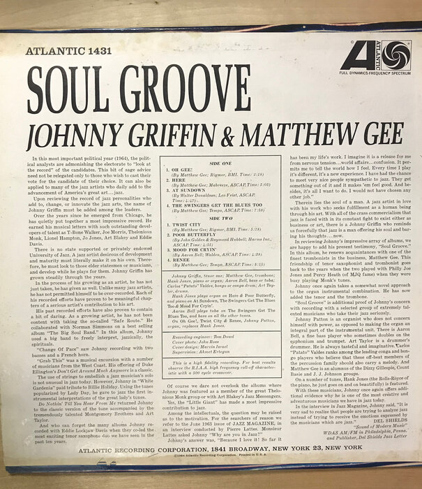 Johnny Griffin & Matthew Gee - Soul Groove - 1431 - Vinyl LP (USED)