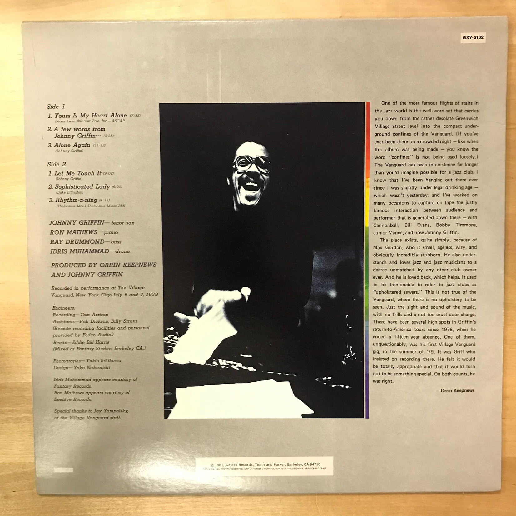 Johnny Griffin - NYC Underground - GXY 5132 - Vinyl LP (USED)