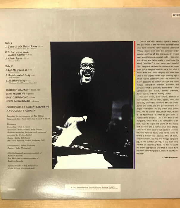 Johnny Griffin - NYC Underground - GXY 5132 - Vinyl LP (USED)