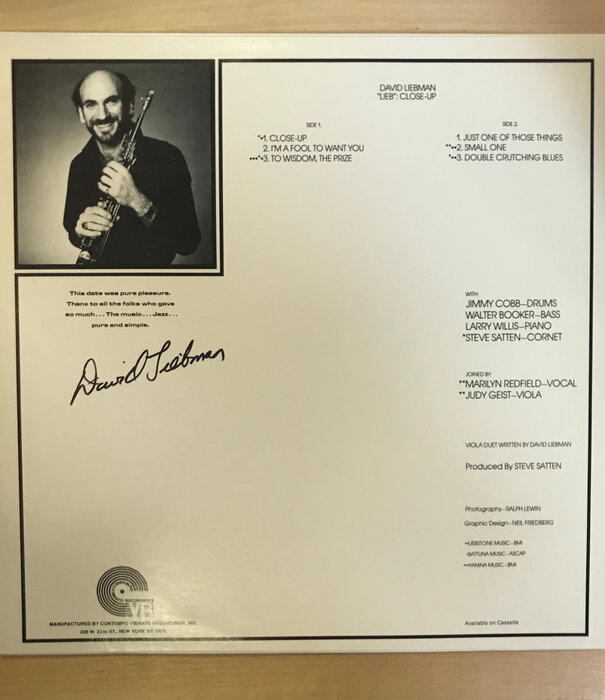 David Liebman - Lieb: Close-Up - CV002 - Vinyl LP (USED)