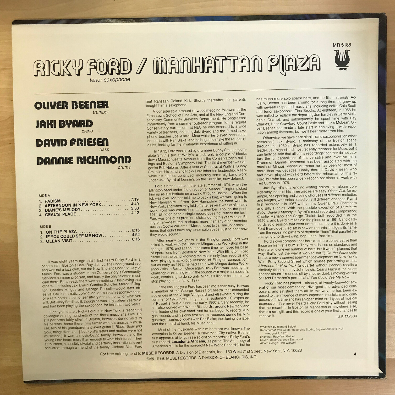 Ricky Ford - Manhattan Plaza - MR5188 - Vinyl LP (USED)