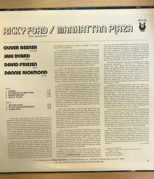 Ricky Ford - Manhattan Plaza - MR5188 - Vinyl LP (USED)