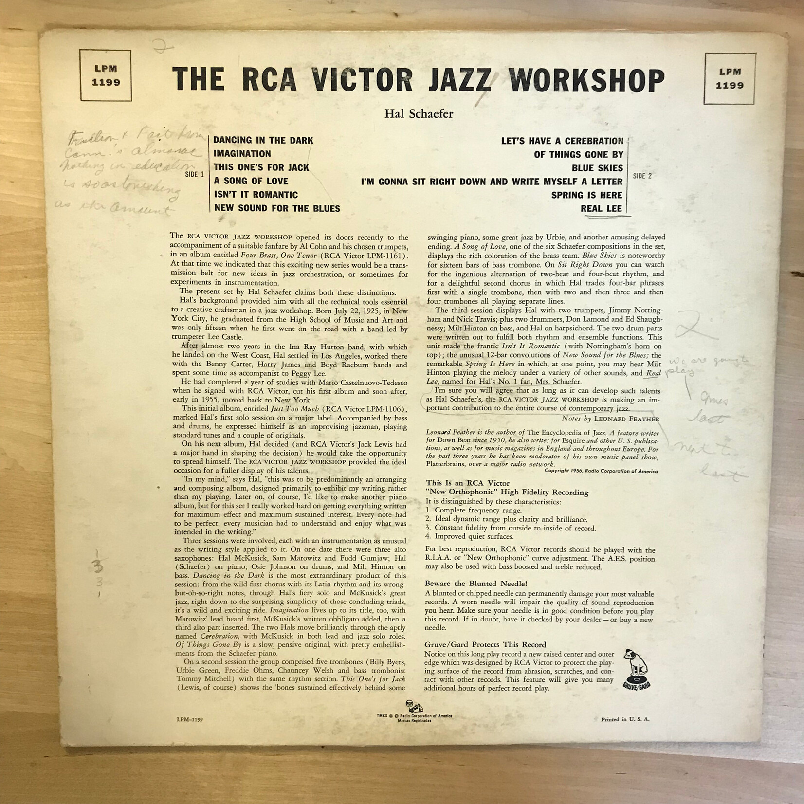 Hal Schaefer - The RCA Victor Jazz Workshop - LPM1199 - Vinyl LP (USED)