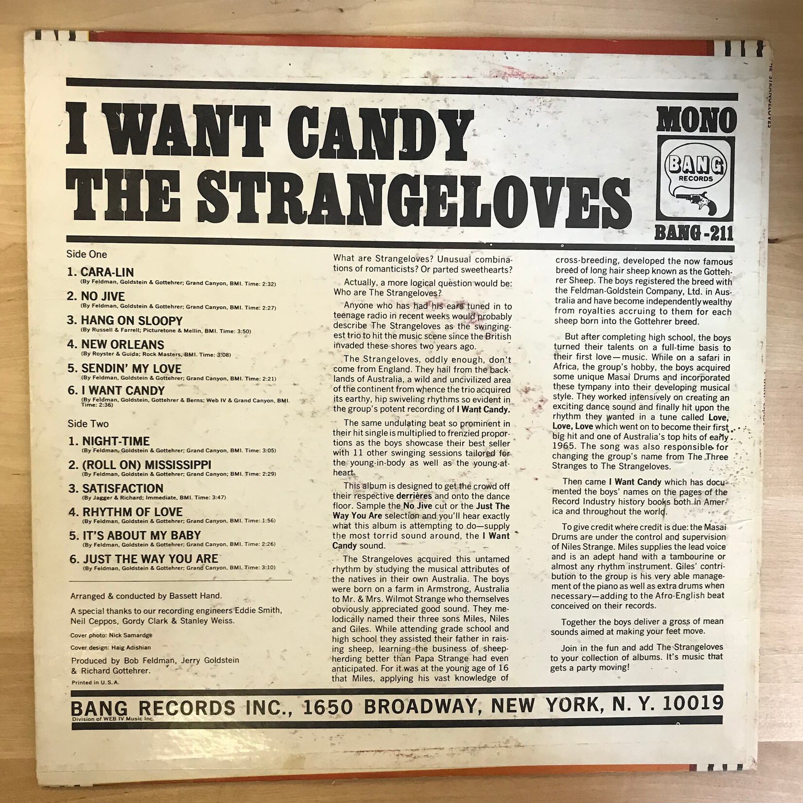Strangeloves - I Want Candy - Bang211 - Vinyl LP (USED)