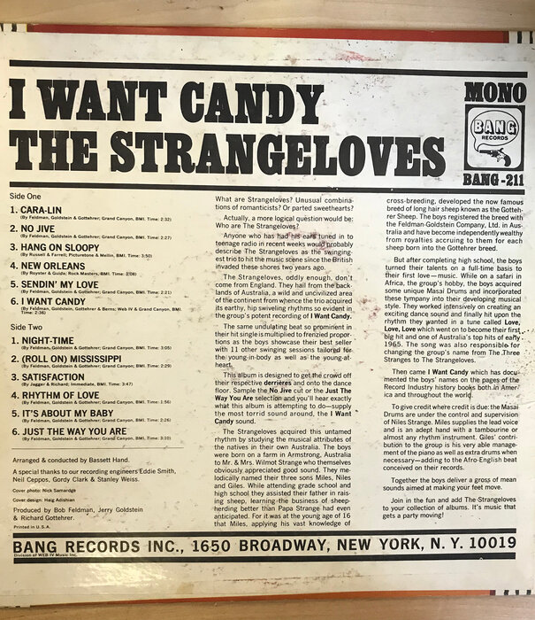 Strangeloves - I Want Candy - Bang211 - Vinyl LP (USED)