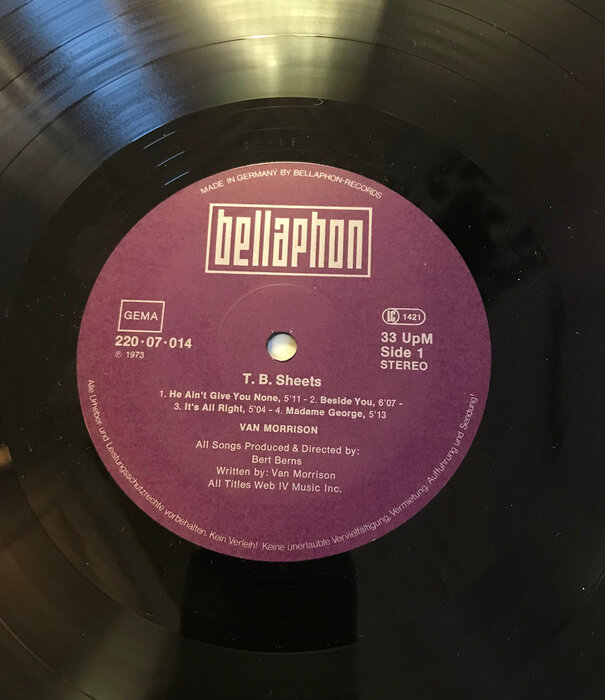 Van Morrison - T.B. Sheets (GERMANY) - 220 07 014 - Vinyl LP (USED)