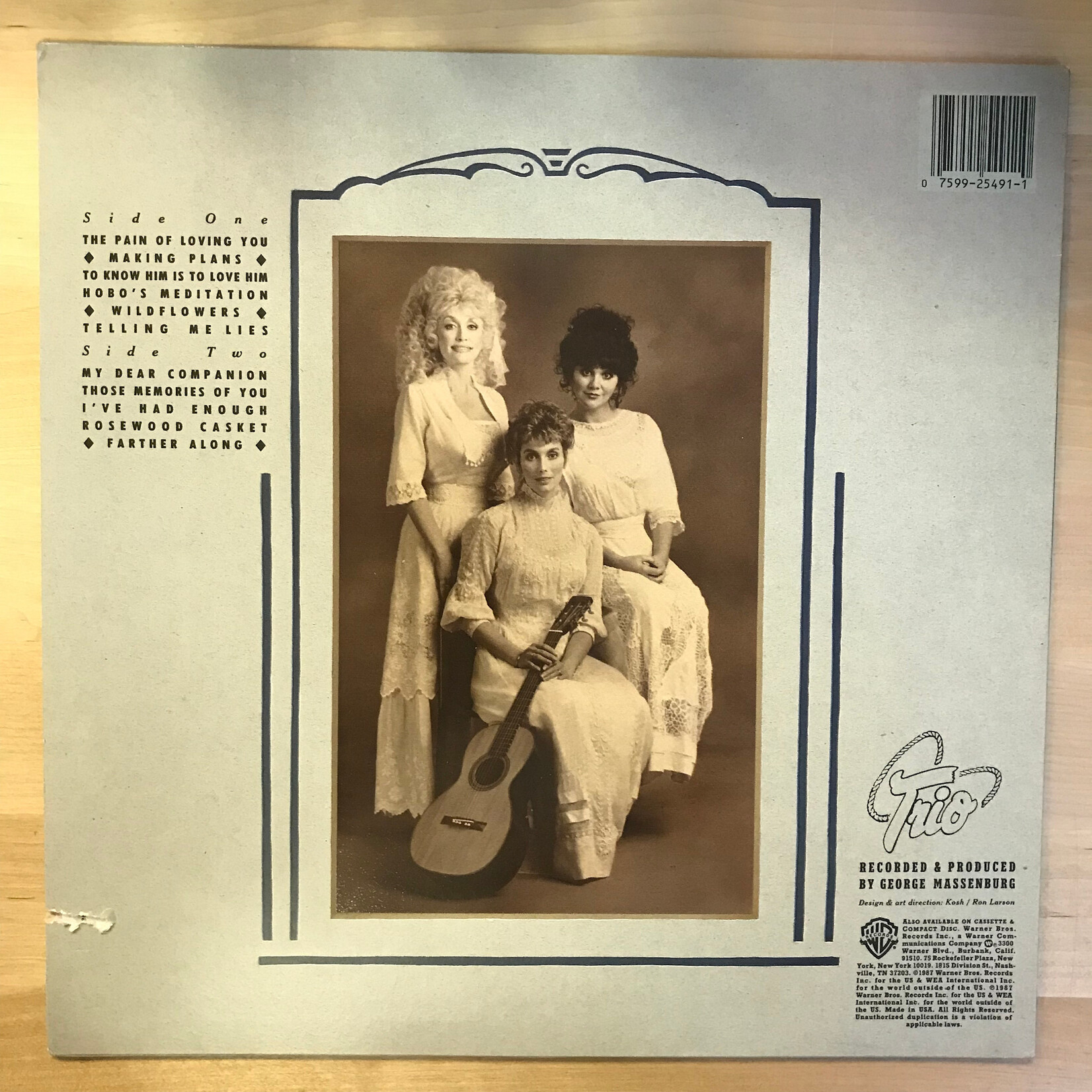 Dolly Parton, Linda Ronstadt & Emmylou Harris – Trio - 1 25491 - Vinyl LP (USED)