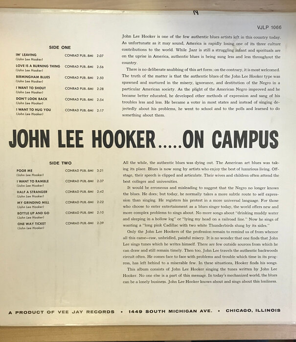 John Lee Hooker - On Campus - VJLP1066 - Vinyl LP (USED)