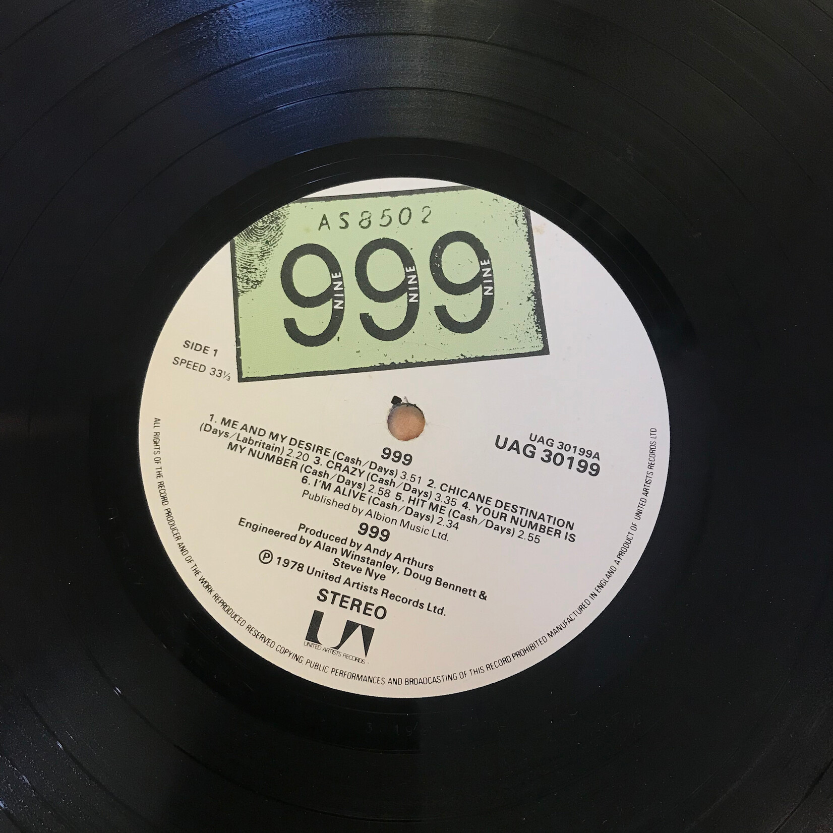 999 -999 (PLAYS w/ WARP) - UAG30199 - Vinyl LP (USED)