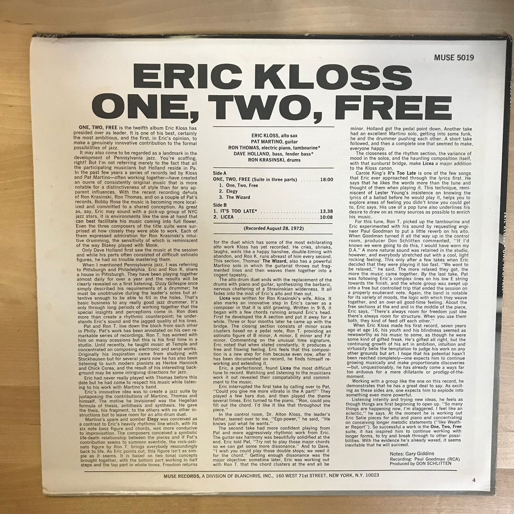 Eric Kloss - One, Two, Three - MR5019 - Vinyl LP (USED)