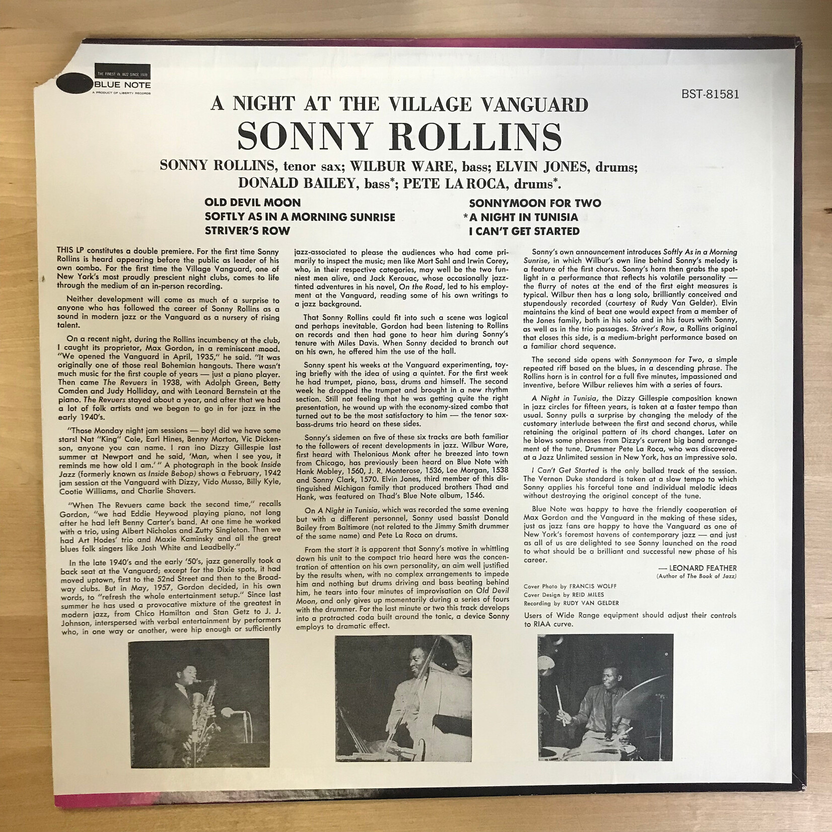 Sonny Rollins - A Night At The Village Vanguard (1973 RE) - BST81581 - Vinyl LP (USED)