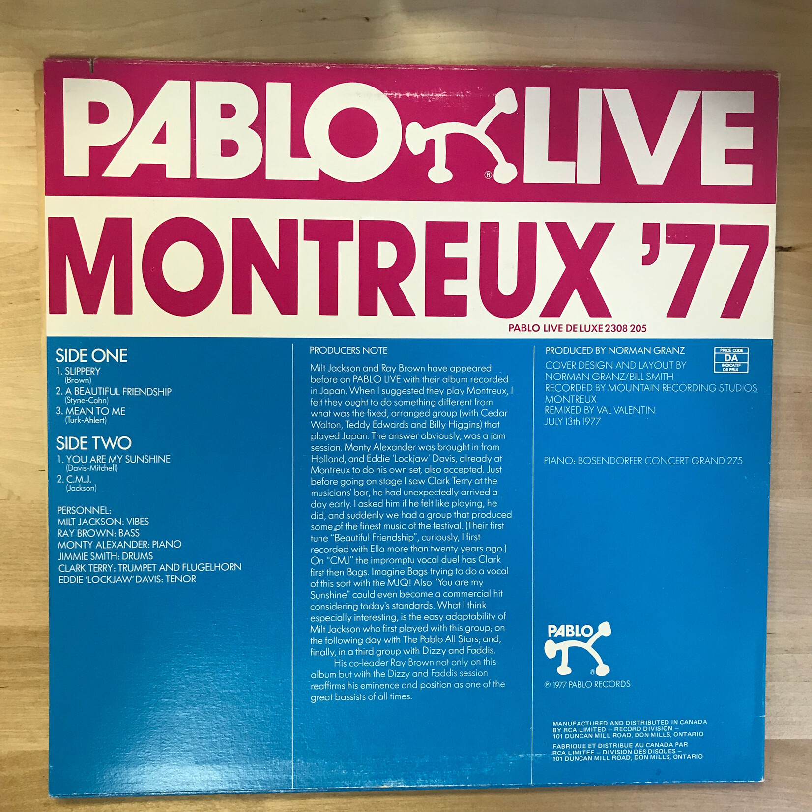 Milt Jackson & Ray Brown – Montreux ‘77 - 2308 205 - Vinyl LP (USED)