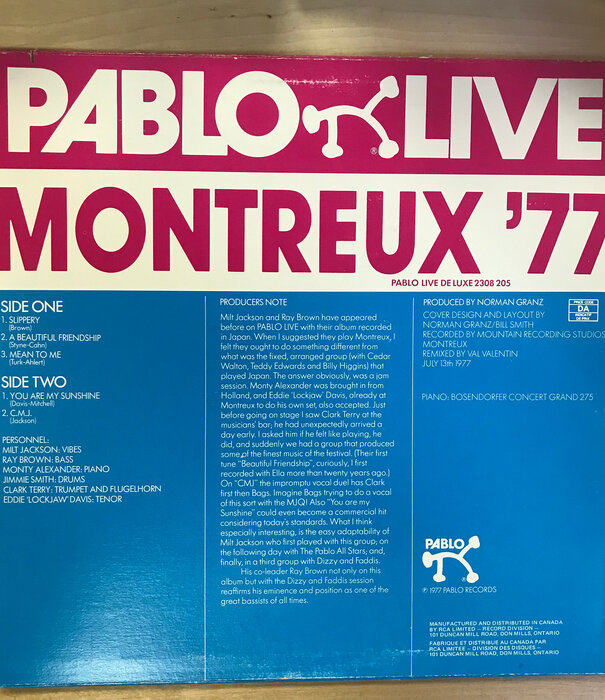 Milt Jackson & Ray Brown – Montreux ‘77 - 2308 205 - Vinyl LP (USED)