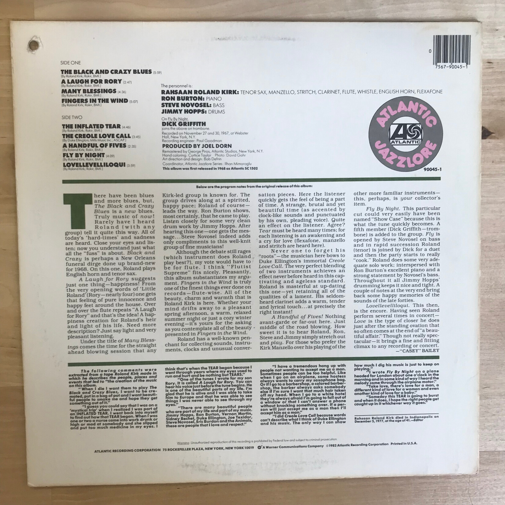 Rahsaan Roland Kirk - The Inflated Tear - 90045 1 - Vinyl LP (USED)
