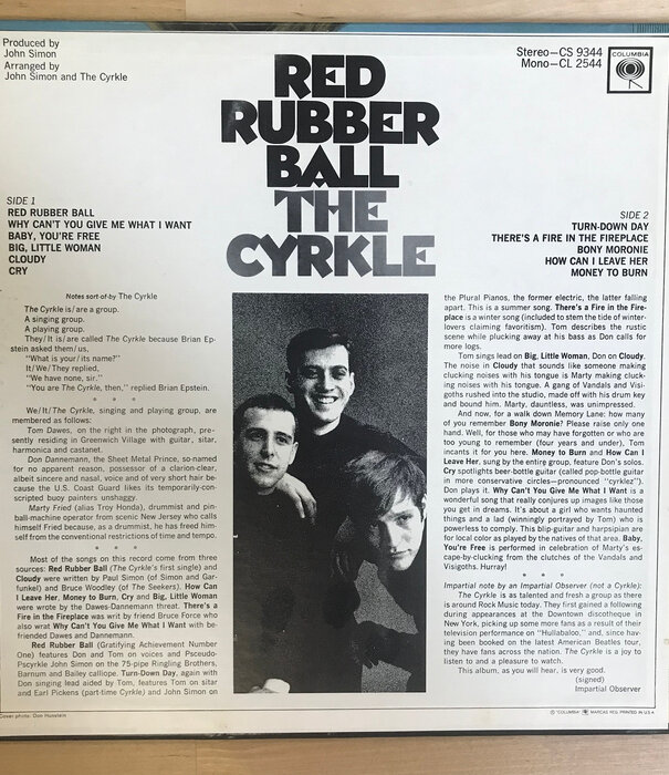 Cyrkle - Red Rubber Ball - CL2544 - Vinyl LP (USED)