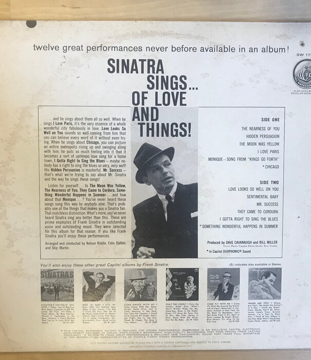 Frank Sinatra - Sinatra Sings … Of Love And Things - SW 1729 - Vinyl LP (USED)