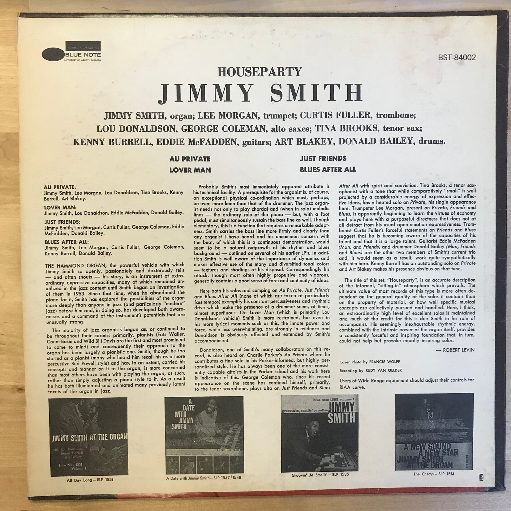 Jimmy Smith - House Party (1970 RE) - BST 84002 - Vinyl LP (USED)