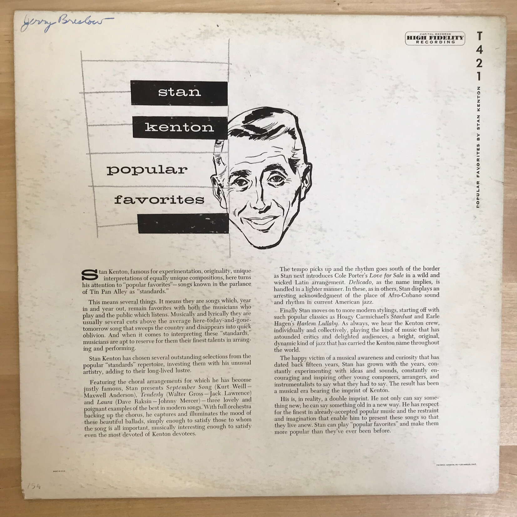 Stan Kenton - Popular Favorites - T421 - Vinyl LP (USED)