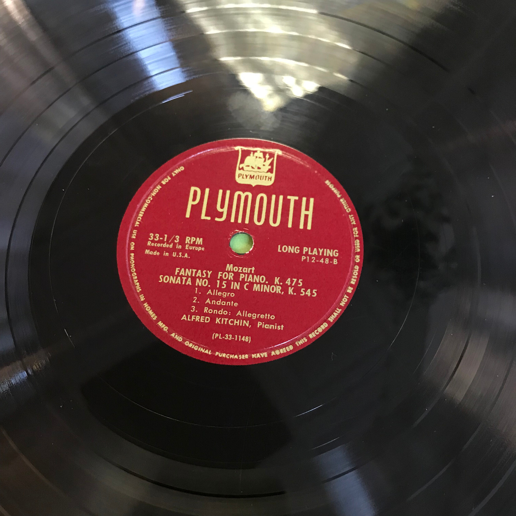 Alfred Kitchin – Beethoven: Sonata No. 23 In F Minor, Op. 57 / Mozart: Fantasy For Piano. K. 475 / Sonata No. 15 In C Minor, K. 545 - P12 48 - Vinyl LP (USED)