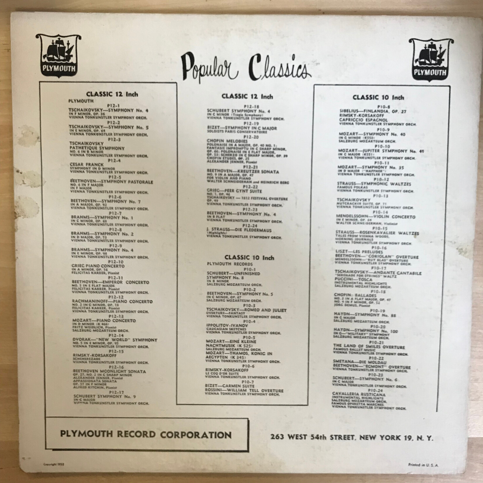 Alfred Kitchin – Beethoven: Sonata No. 23 In F Minor, Op. 57 / Mozart: Fantasy For Piano. K. 475 / Sonata No. 15 In C Minor, K. 545 - P12 48 - Vinyl LP (USED)