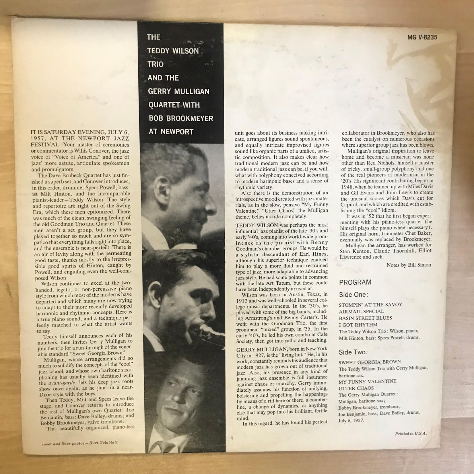 Teddy Wilson, Gerry Mulligan - At Newport - MGV8235 - Vinyl LP (USED)