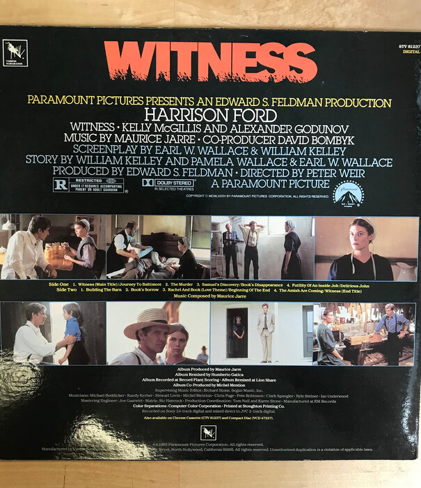 Witness - Original Motion Picture Soundtrack - STV81237 - Vinyl LP (USED)