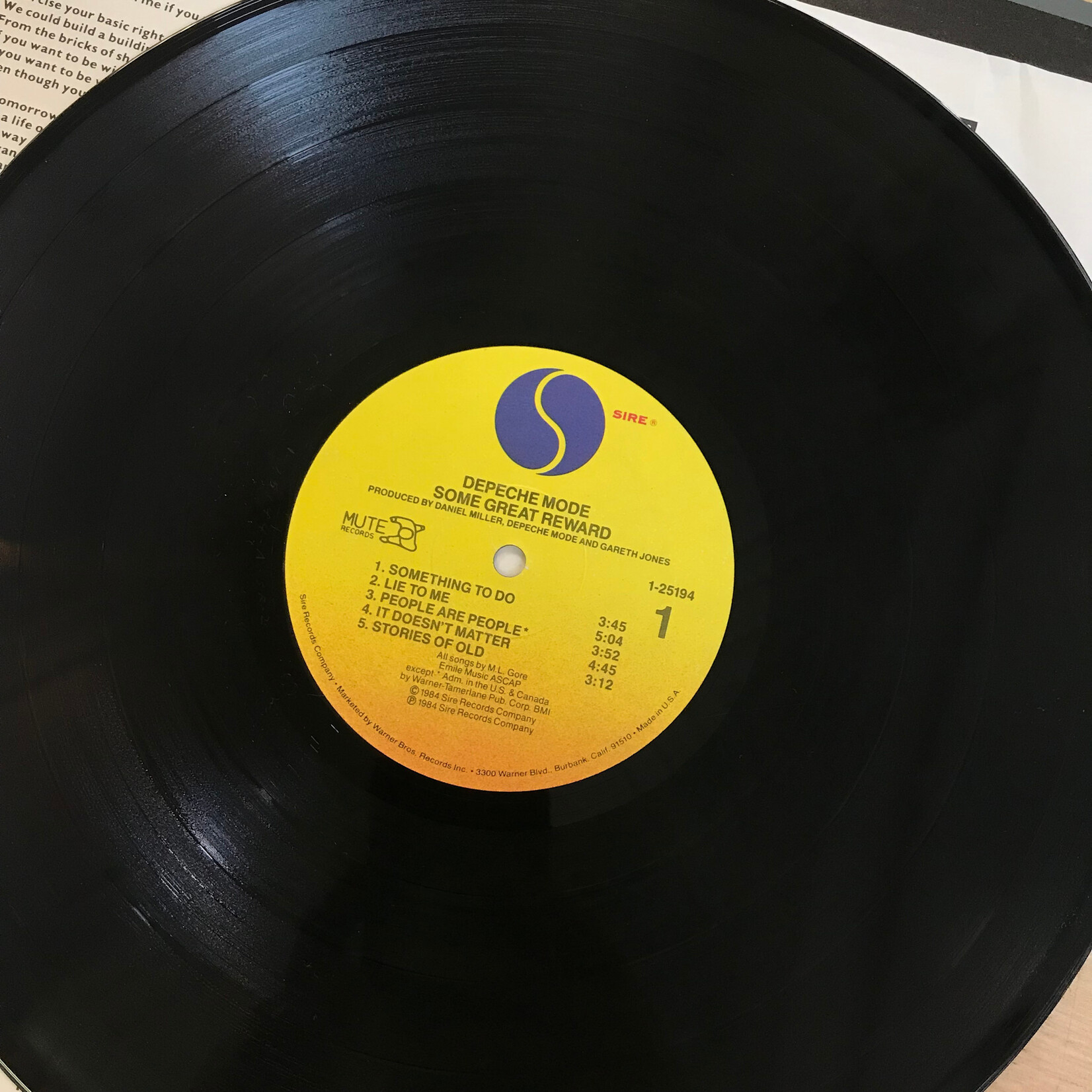 Depeche Mode - Some Great Reward - 1 25194 - Vinyl LP (USED)