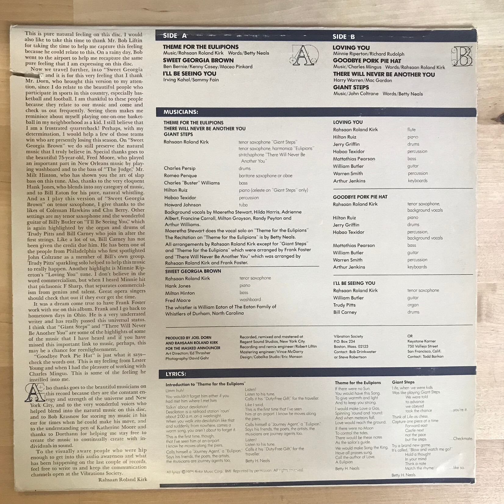 Rahsaan Roland Kirk - The Return Of The 5,000 LB. Man - BS2918 - Vinyl LP (USED