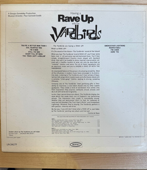 Yardbirds - Having A Rave Up - LN 24177 - Vinyl LP (USED)