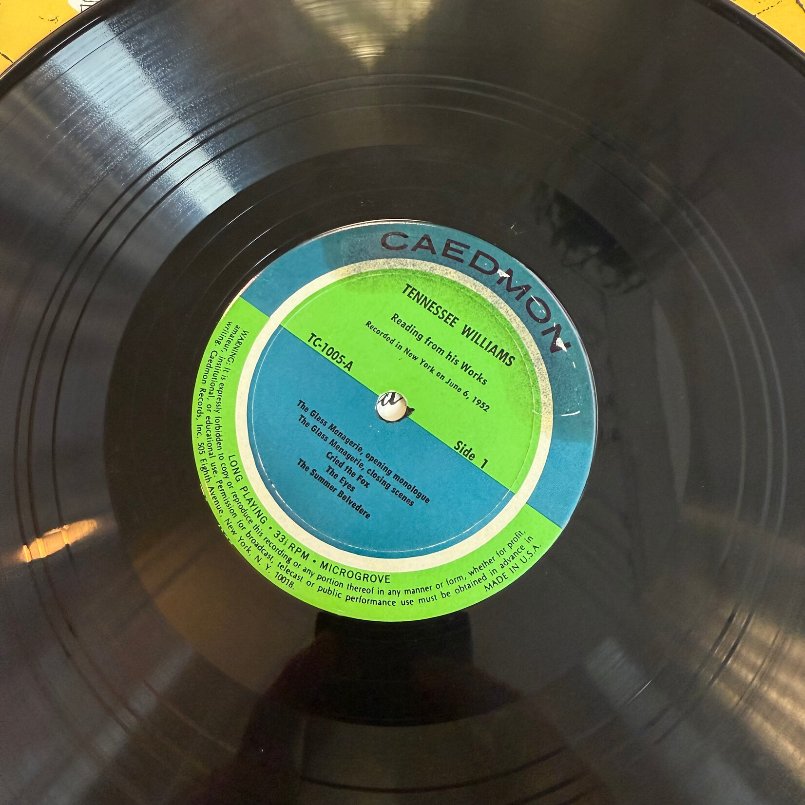 Tennessee Williams - Reading From His Works (Warhol Cover 4th) - TC1005 - Vinyl LP (USED)