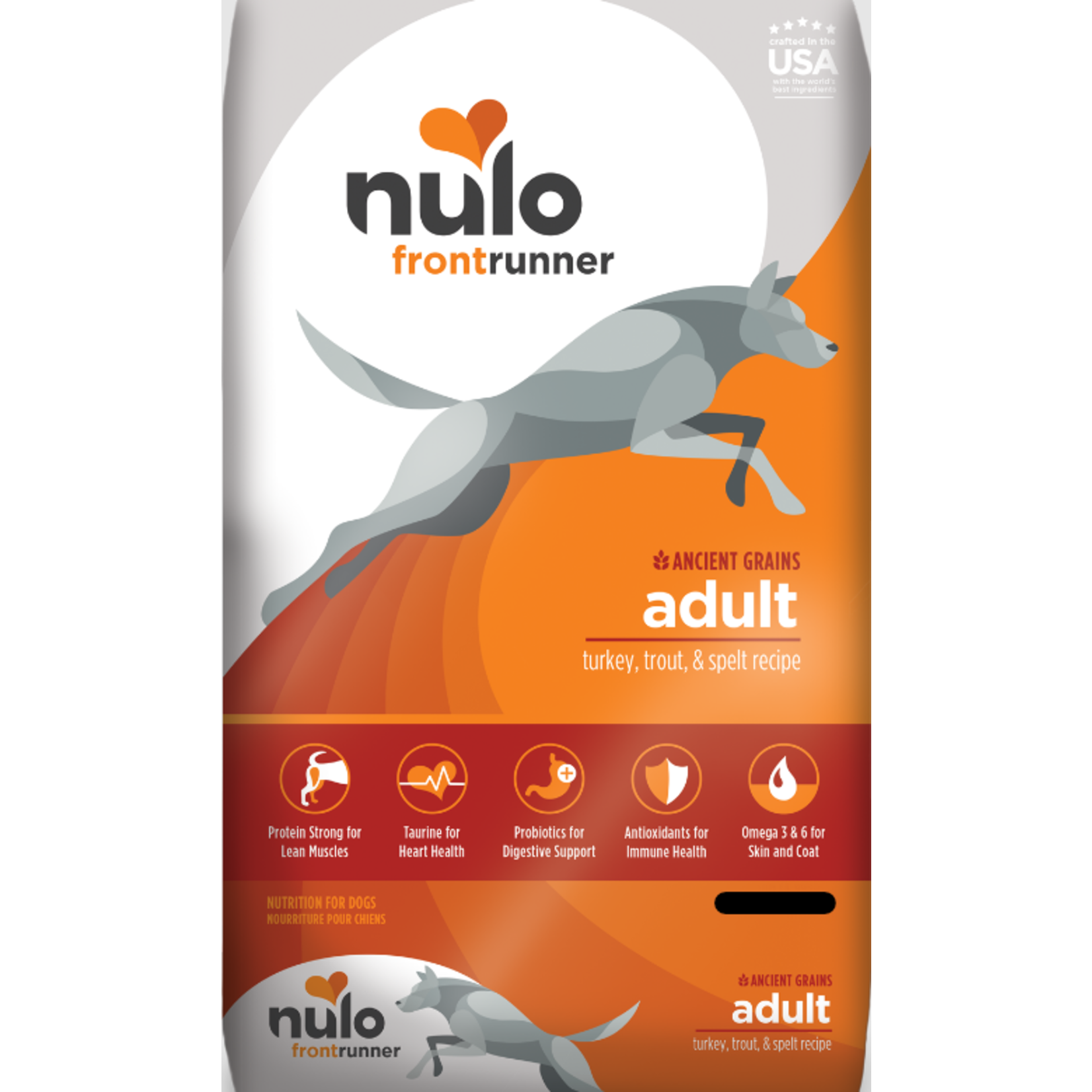 NULO NULO FRONTRUNNER. ADULT, Ancient Grains. Turkey, Trout & Spelt 11lbs