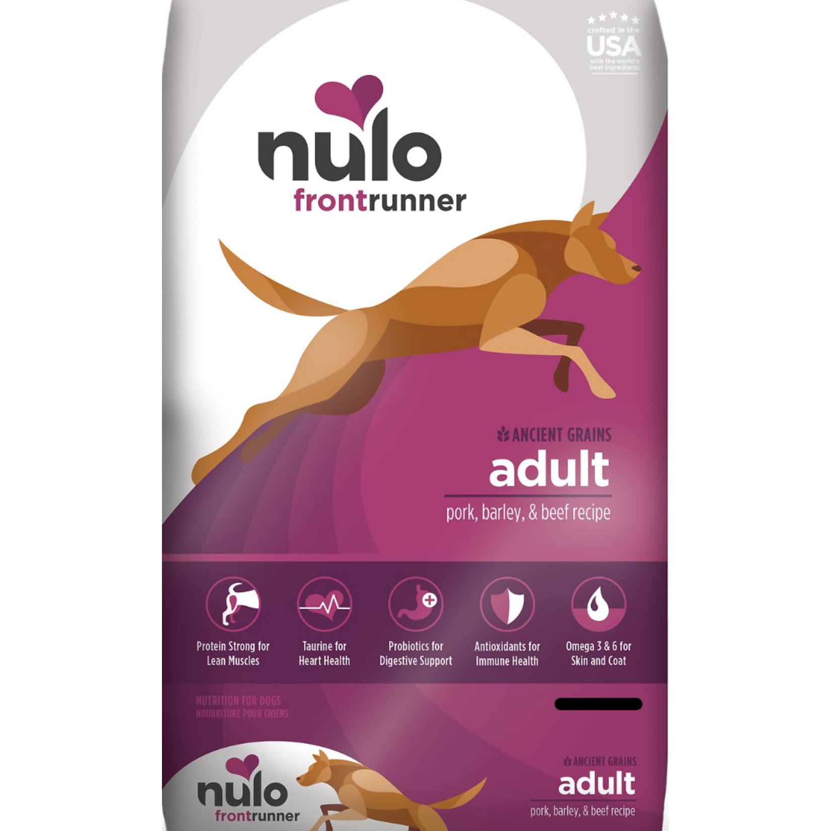 NULO NULO FRONTRUNNER. ADULT, Ancient Grains. Pork, Barley & Beef 23lbs