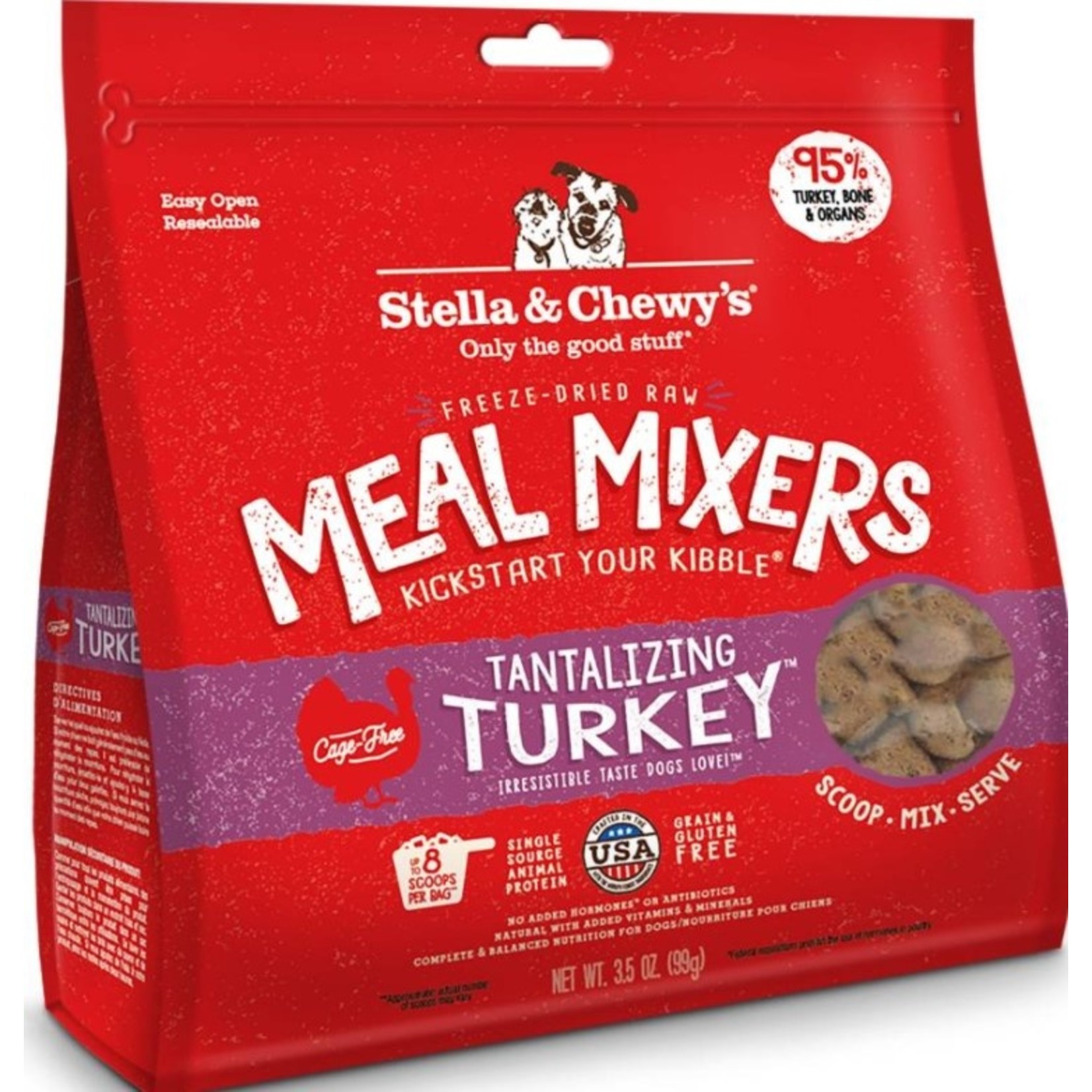 STELLA CHEWY STELLA & CHEWY'S. FREEZE-DRIED RAW. TANTALIZING TURKEY. Meal Mixers Grain & Gluten free. 5.5oz