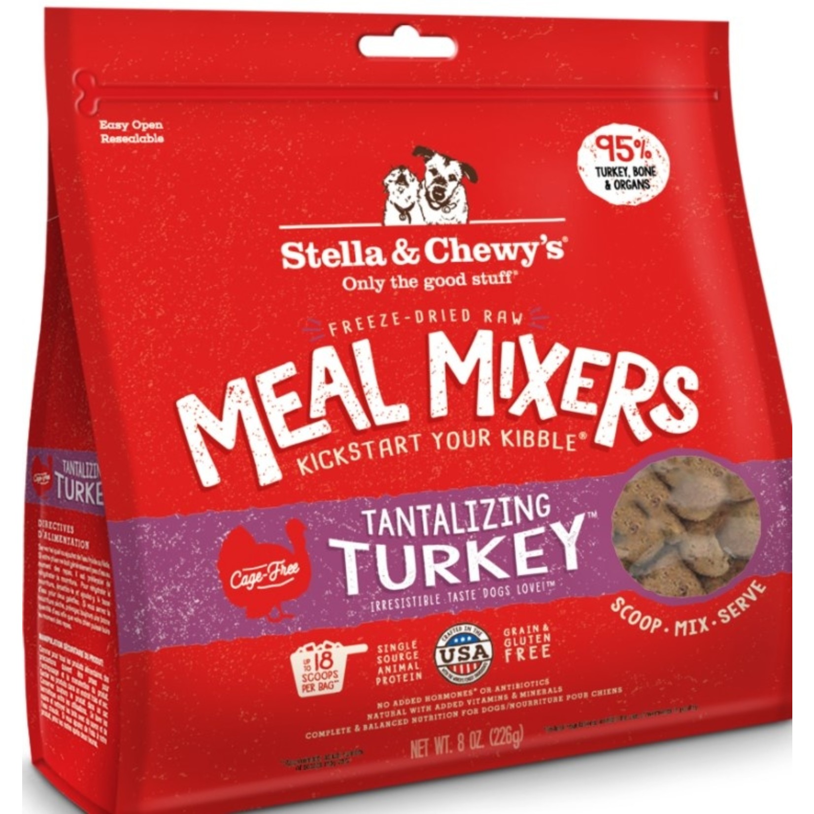 STELLA CHEWY STELLA & CHEWY'S. FREEZE-DRIED RAW, Meal Mixers Tantalizing Turkey, Grain & Gluten free 8oz