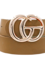 Double Ring Leather Belt-Taupe