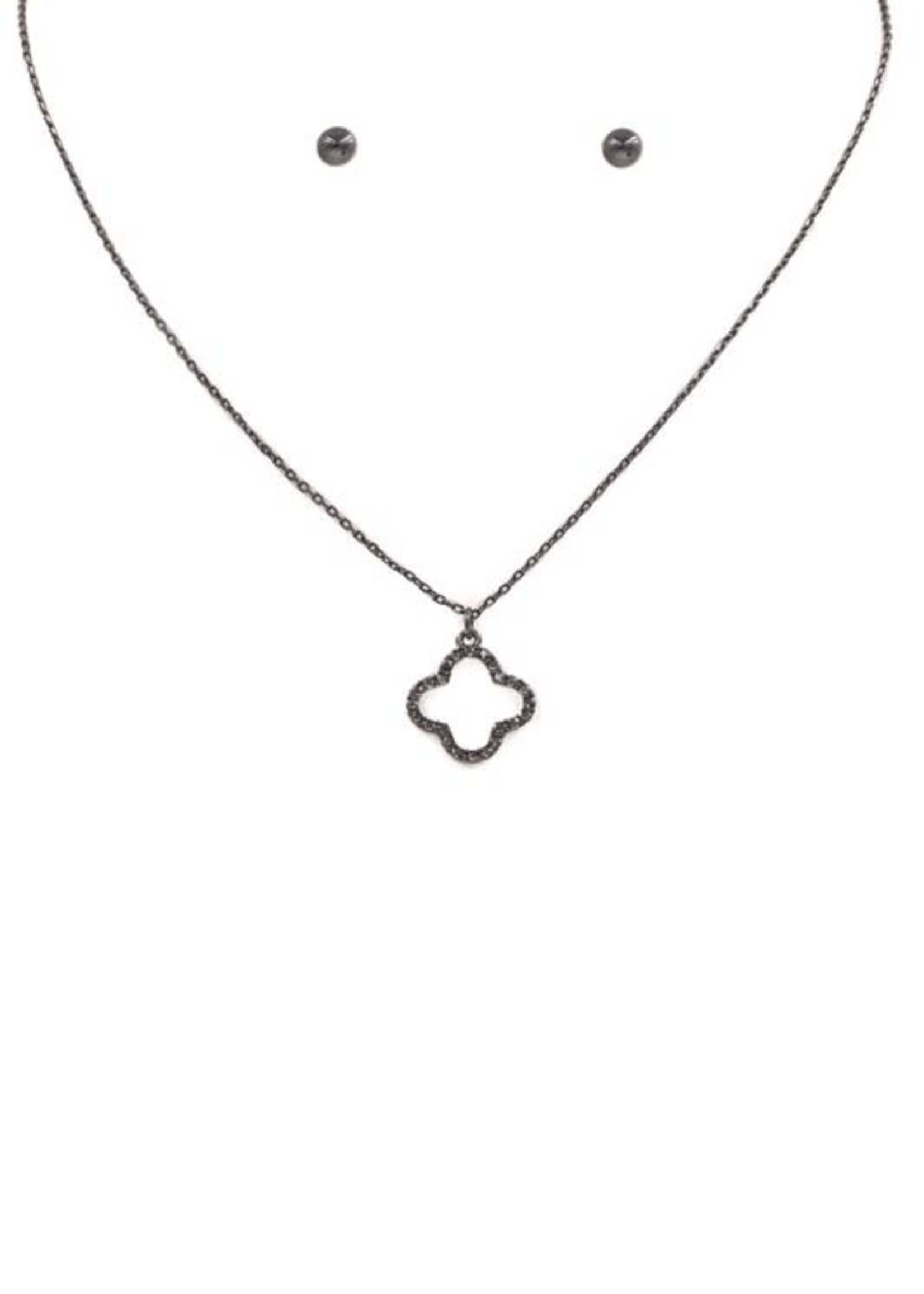 Rhinestone Necklace - Hematite
