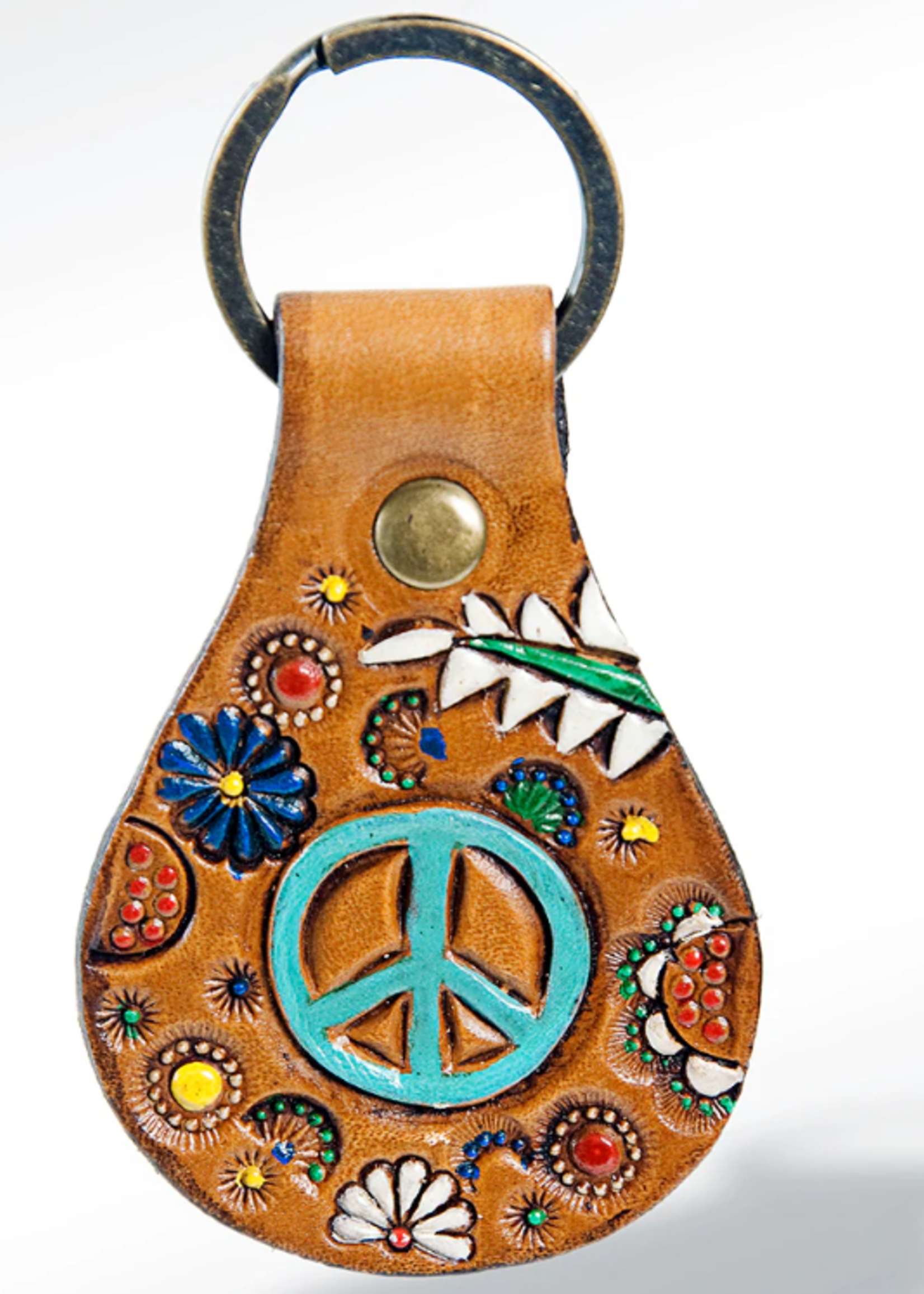 Peace Love Leather Keychain