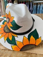 Panama Hat - White Sunflower