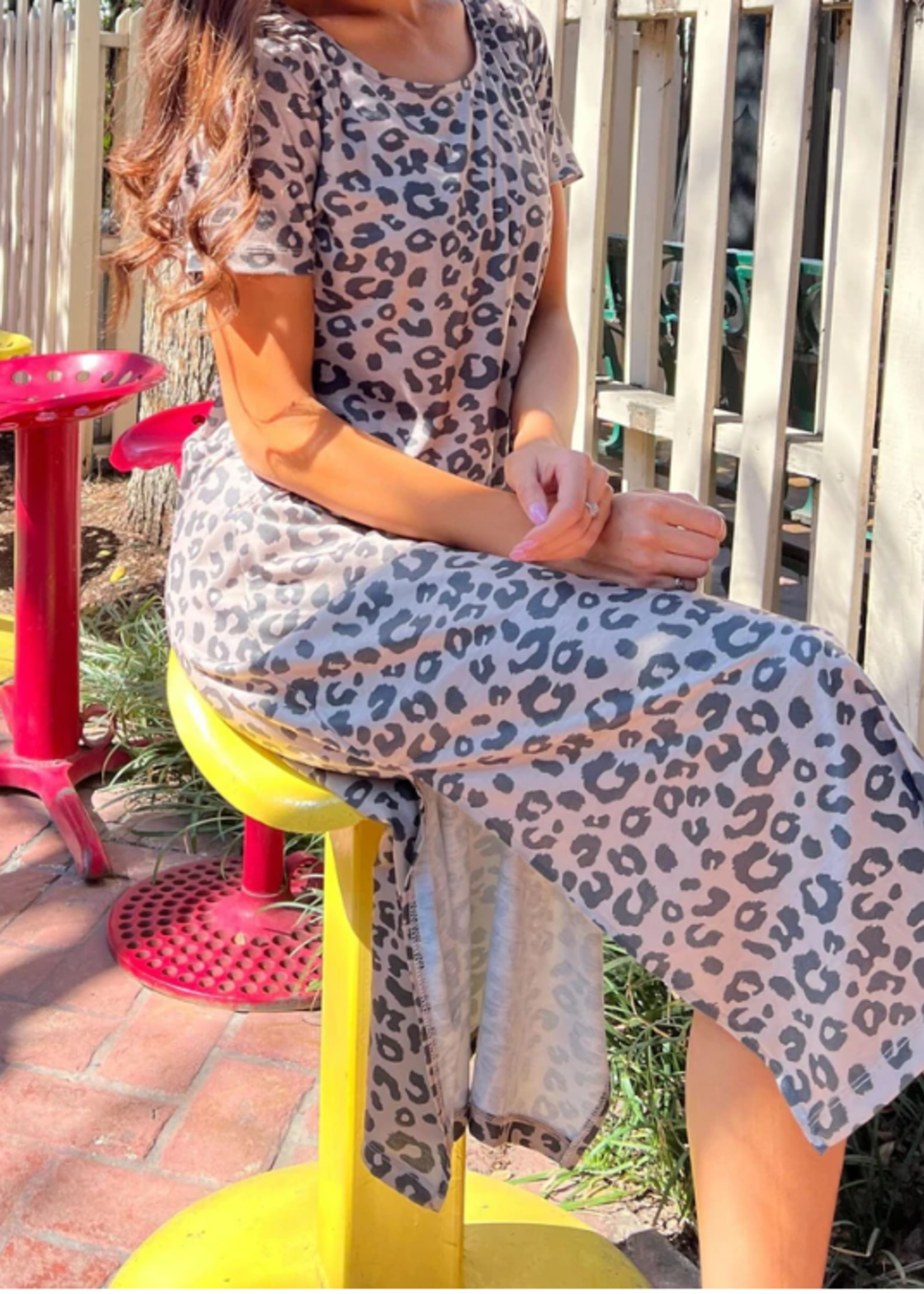 Taupe Leopard Midi Dress