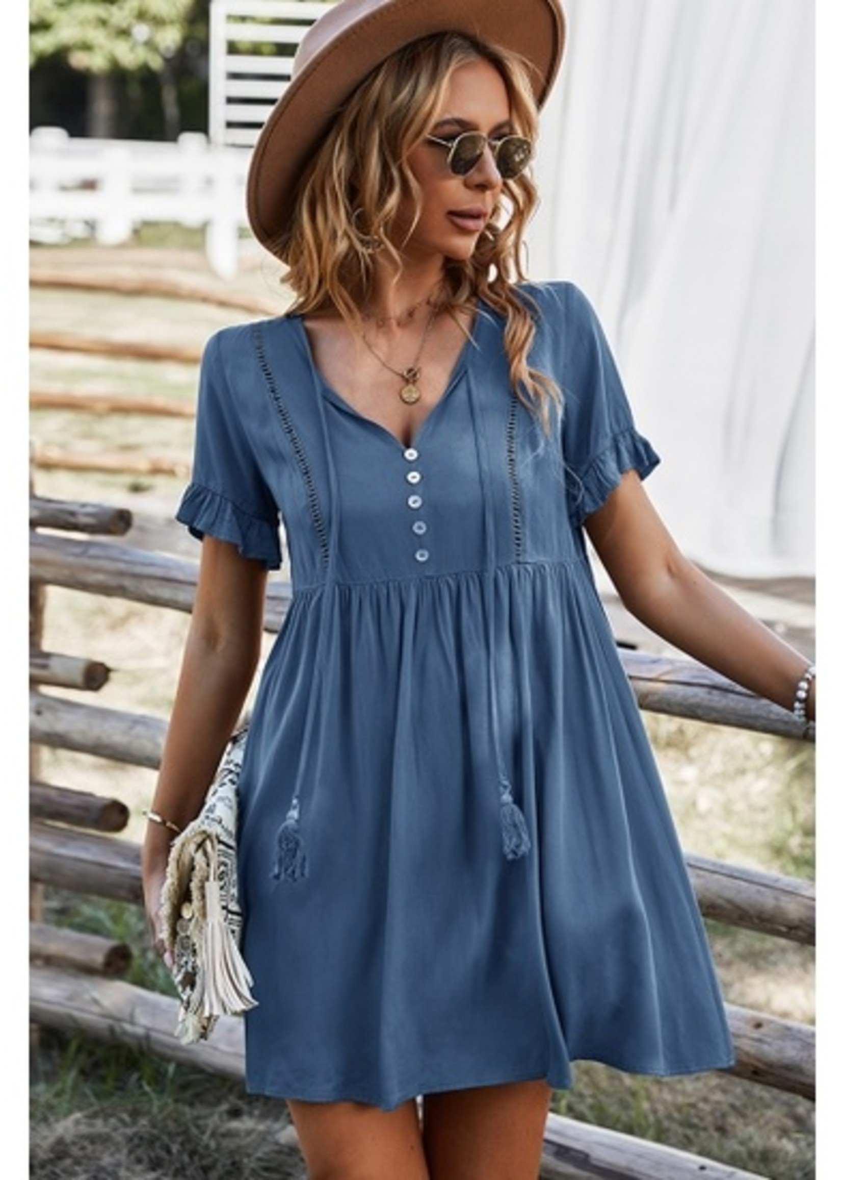 Tassle Midi Dress - Blue