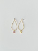 Glass Jewel Teardrop Earrings - Gold